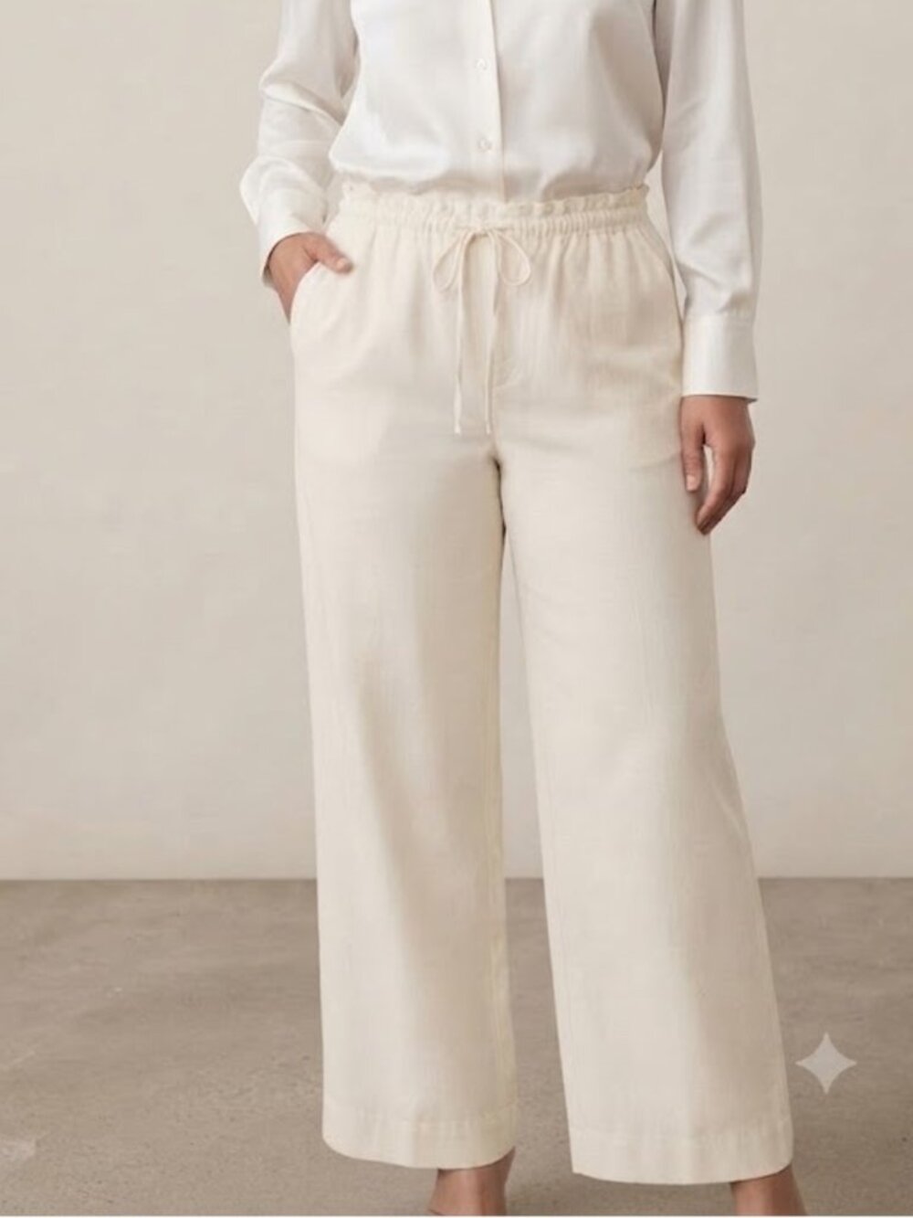 A New Day Cream Wide Leg Pull On Pants Women's Size M